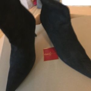 Cole Hann Black Suede Mid Calf Boots - New